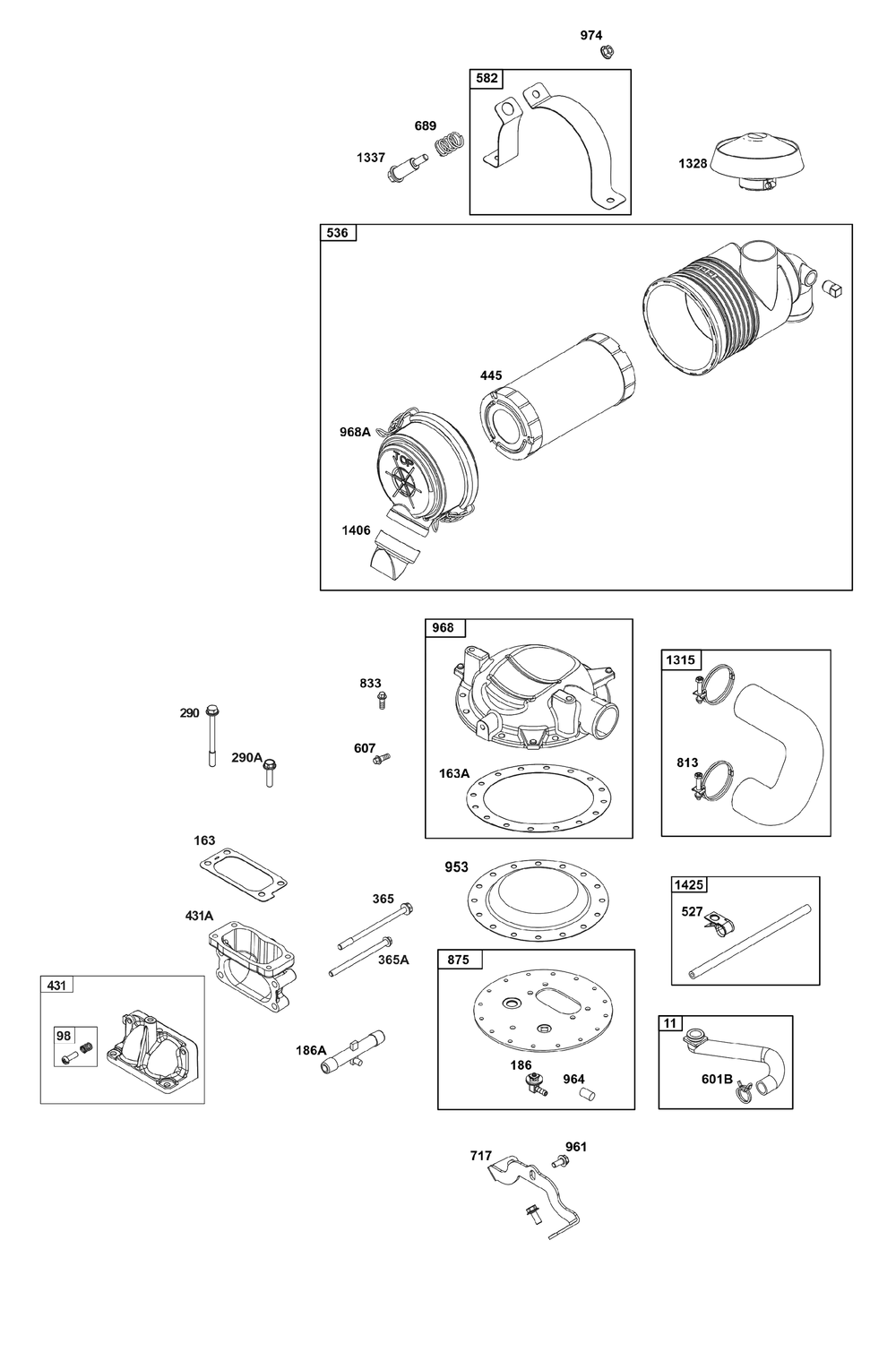 Air Cleaner Group Diagram and Parts List for 385447-0342-G1 200000 - 399999 Briggs and Stratton Engine